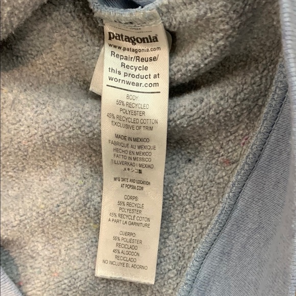 Patagonia Light Blue Hoodie with Patagonia Logo Men’s Small/Women’s Medium - Picture 3 of 9